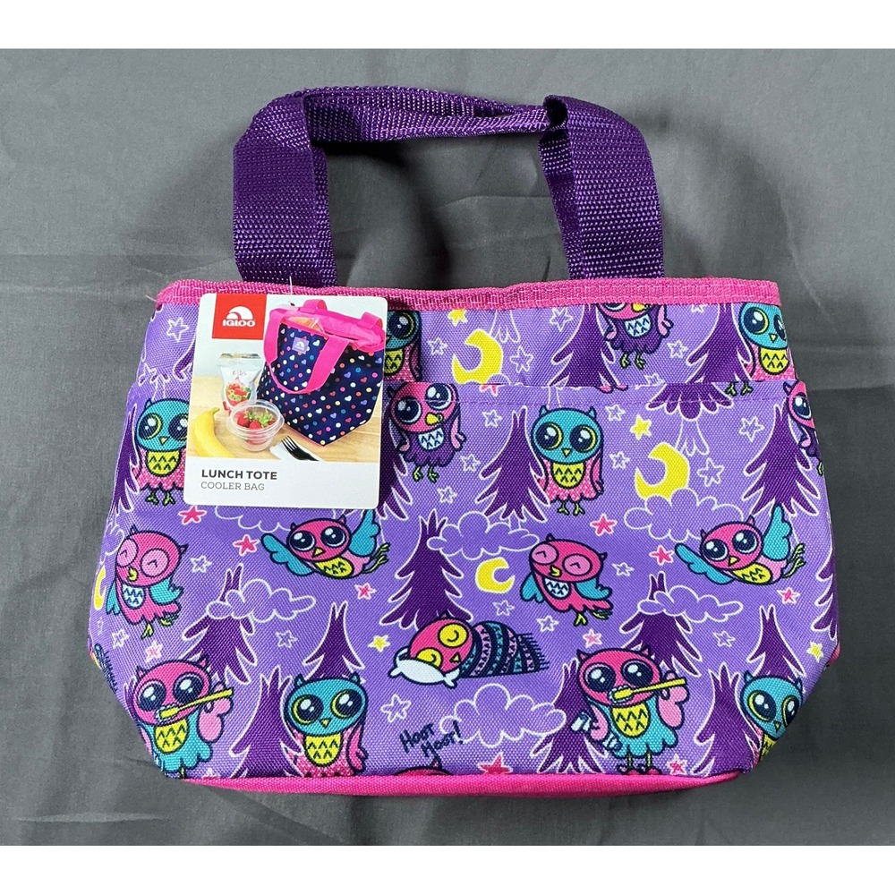 Igloo Lunch Tote Cooler Bag Purple Nite Owls Insulated New 4899696